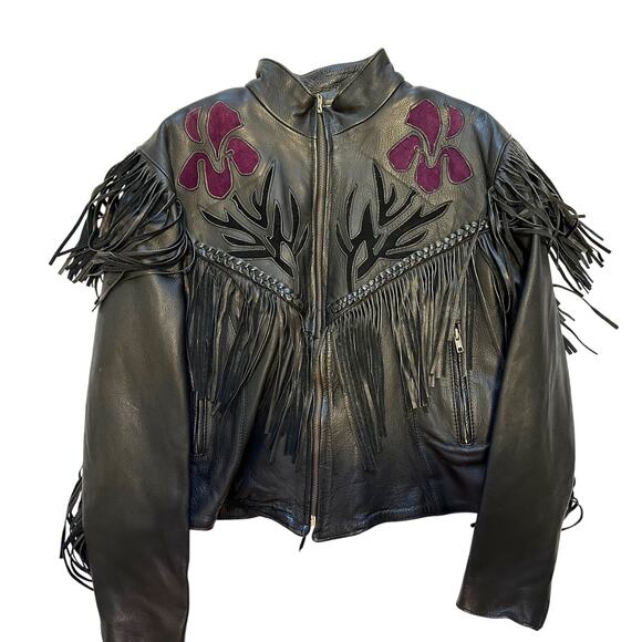 Highway One Leather Fringe Jacket M Retro Western Festival Biker - Picture 2 of 16